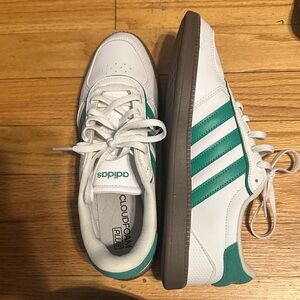Adidas White and Teal Cloudfoam Sneakers